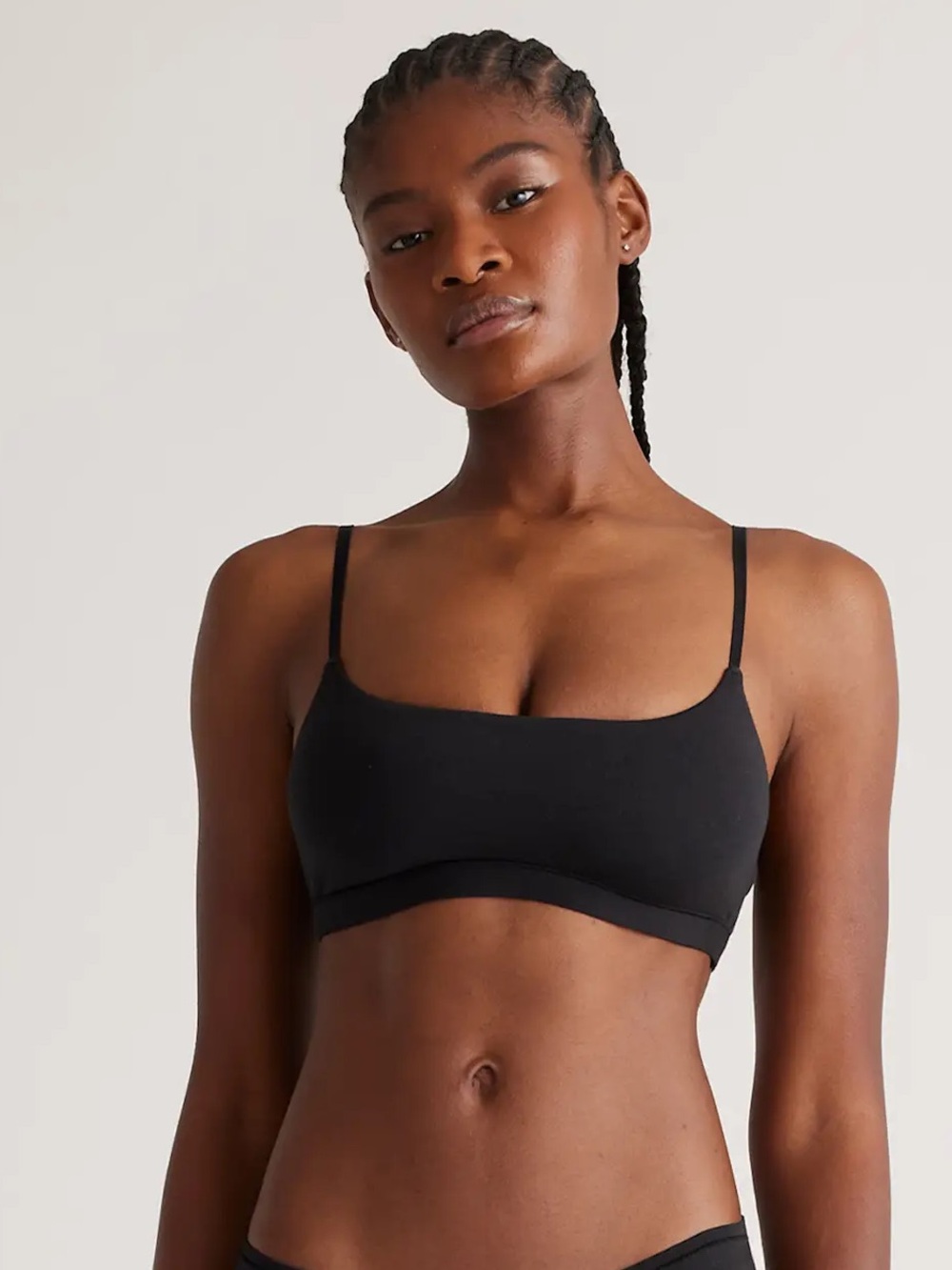 NWOT QUINCE 2 Pack Organic Cotton Scoop Bralettes Medium Black 1064